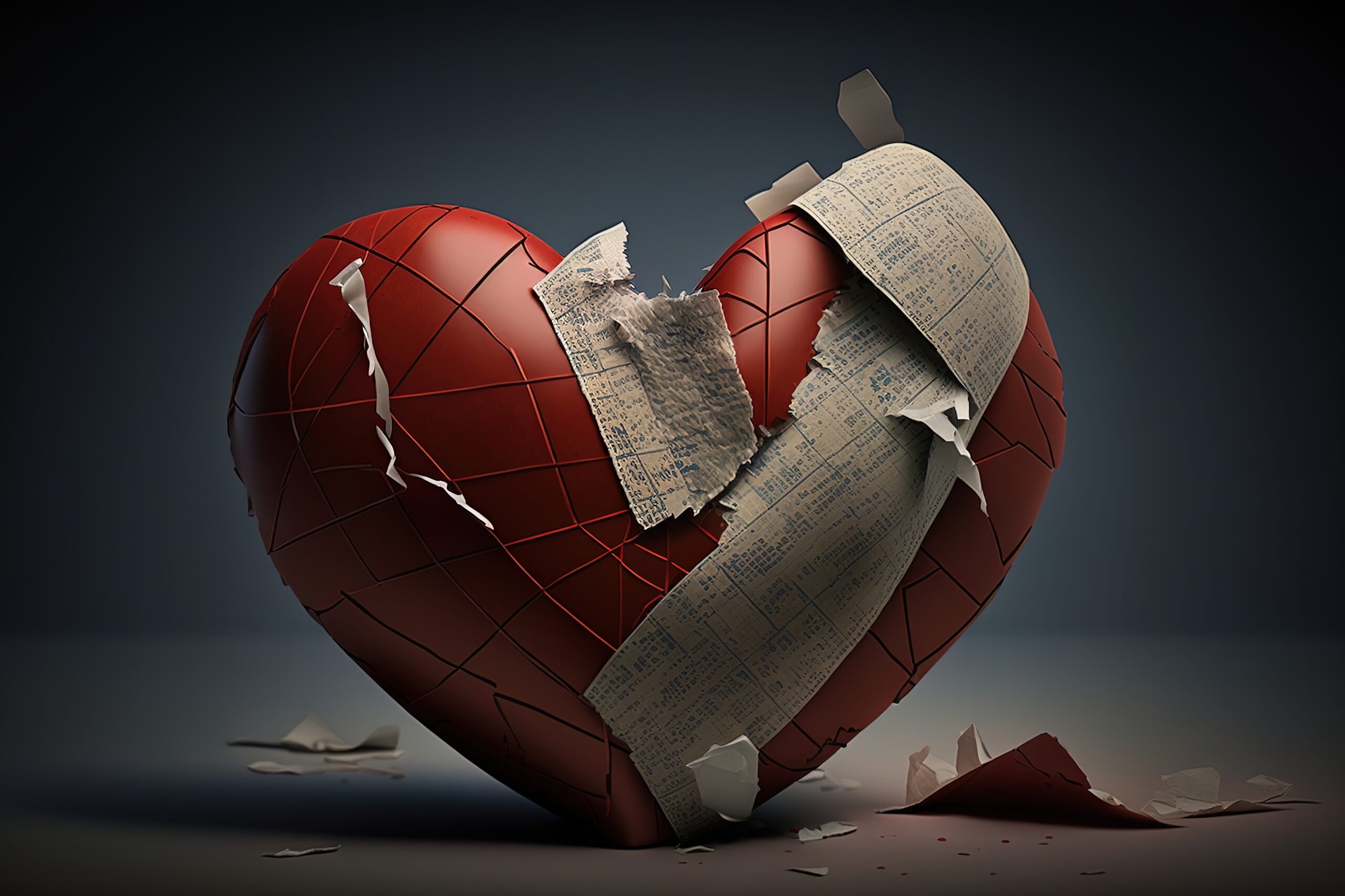 A broken heart with a bandage - Generative AI